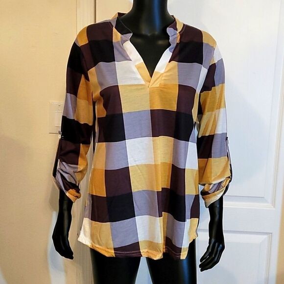 BRAND NEW PLAIT LONG SLEEVES V-NECK T-SHIRTS - Picture 2 of 16